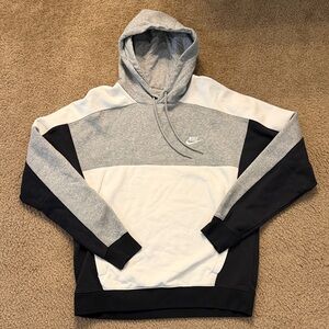 Nike Men’s Grey White Black Colorblock Hoodie with Swoosh